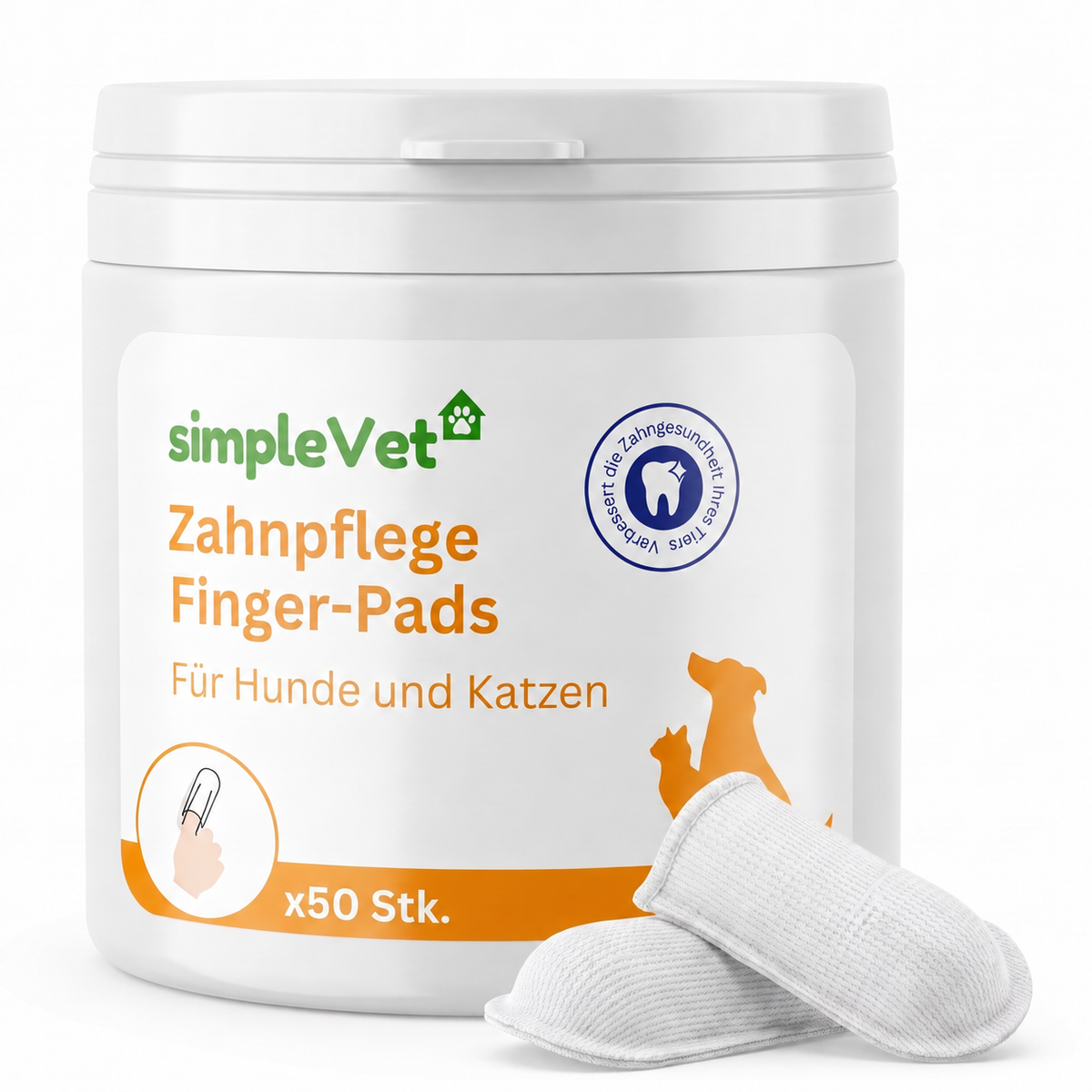 Dose simpleVet Zahnpflege Fingerpads, 50 Stück